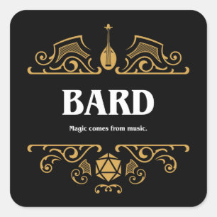 Bard Class Tabletop RPG Gaming Vierkante Sticker