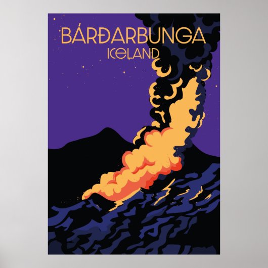 Bárðarbunga, affiche de voyage en Islande. plaque (Devant)