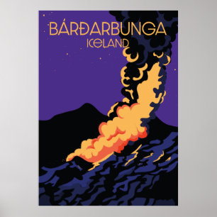 Bárðarbunga, ijsland reisposter, plaque poster
