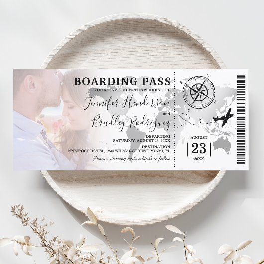 Barding Pass Destination Wereldkaart Wedding Kaart