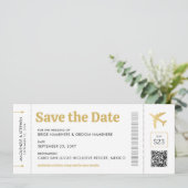 Barding Pass Gold Destination Wedding Save The Date (Staand voorkant)