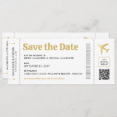 Barding Pass Gold Destination Wedding Save The Date (Voorkant / Achterkant)