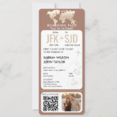 Barding Pass Plane Ticket Destination Wedding Kaart (Voorkant)