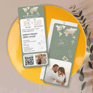 Barding Pass Plane Ticket Destination Wedding Kaart