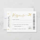 Barding Pass Plane Ticket Destination Wedding RSVP Kaartje (Voorkant)