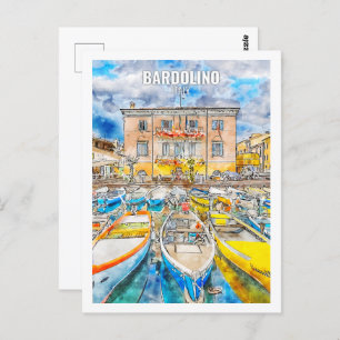 Bardolino Italië Famous Travel Waterverf Sketch Briefkaart