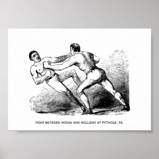 Bare Knuckle Boxing Illustratie Victoriaans Poster (Voorkant)