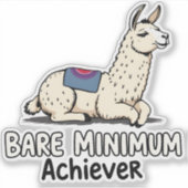 Bare Minimum Achiever Funny Llama Lazy Humor  Sticker (Voorkant)
