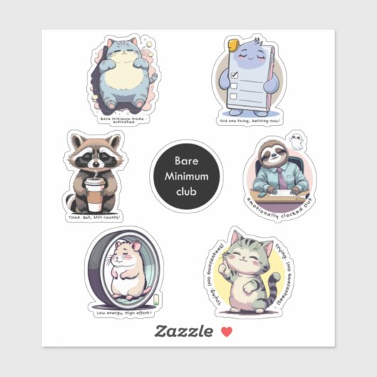 Bare Minimum Club Sticker Sheet | Relatable funny (Feuille)