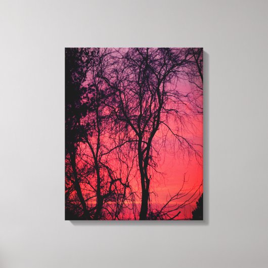Bare Trees Sunrise Wrapped Canvas Afdruk (Voorkant)