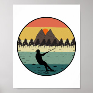 Barefoot Barefooting-skiën Watersportboot Motorboo Poster