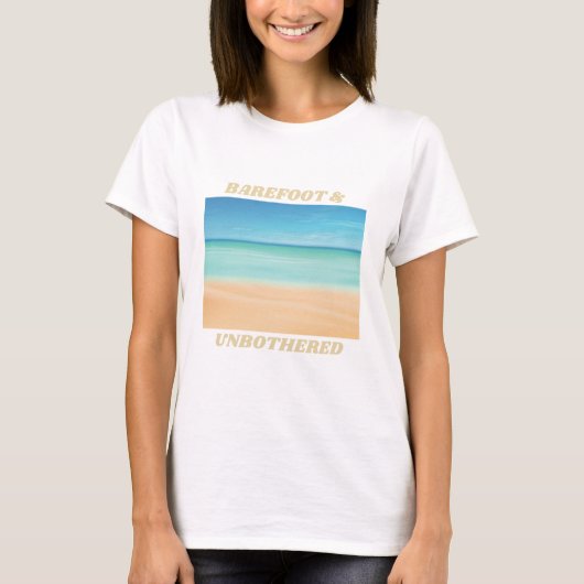 Barefoot en ongehinderd strand Escape T-shirt (Voorkant)