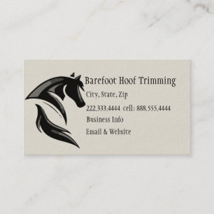 Barefoot Hoof Trimming Black White Art Visitekaartje