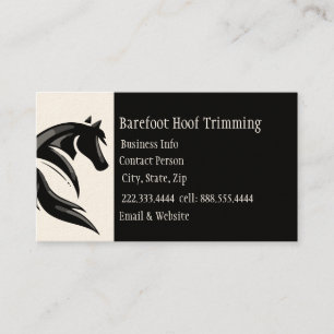 Barefoot Hoof Trimming Black White Classic Visitekaartje