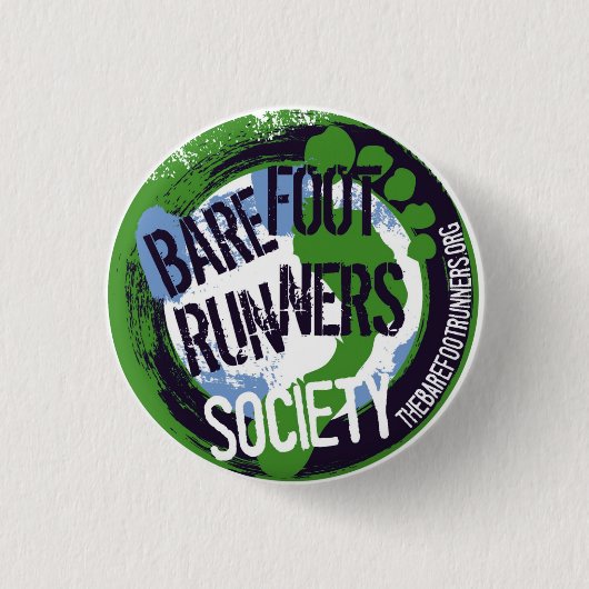 Barefoot Runners Society Artsy Round Button (Voorkant)