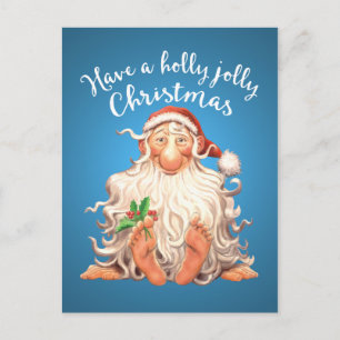 Barefoot Santa Holly Jolly Kerstmis Feestdagenkaart