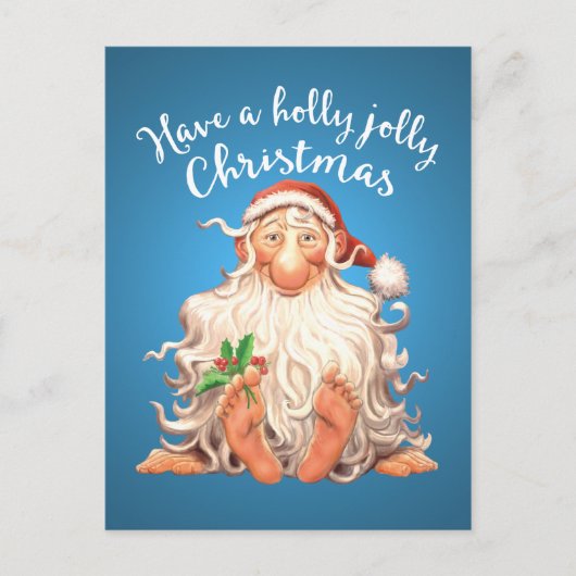 Barefoot Santa Holly Jolly Kerstmis Feestdagenkaart (Voorkant)