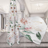 Barely Blush & White Greenery Wedding Stropdas