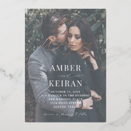 Barely Daar Shades - Fotobruiloft Folie Uitnodiging (Voorkant)