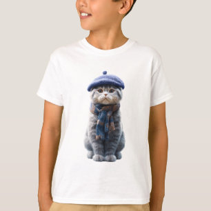 Baret geruite sjaal kat illustratie kinderen t-shirt