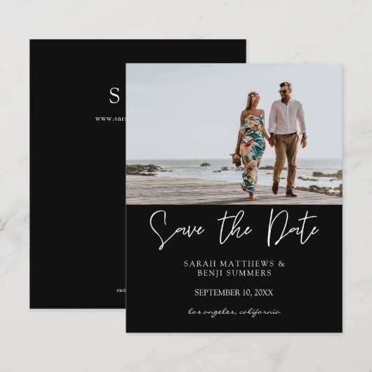 Bargin foto & Typografie Save the Date Black H (Voorkant / Achterkant)