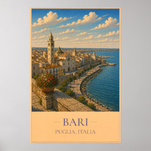 Bari, Italië – Oude Reisposter Poster