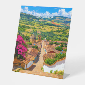 Barichara, Colombia - Koloniaal dorpsdal Reclamebord Met Voetstuk