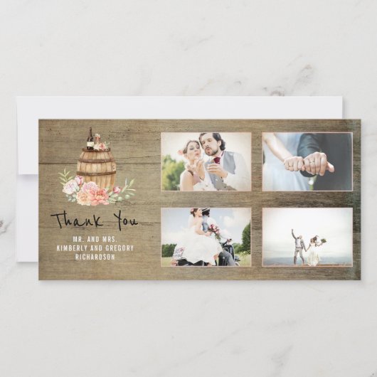 Baril à vin rose Floral Mariage de Merci rustique (Devant)