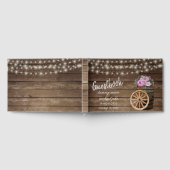 Baril de bois rustique avec fleurs roses livre d'o (Complet)