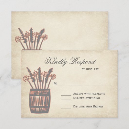 Baril de whisky de blé Cartes RSVP de mariage rust (Devant / Derrière)