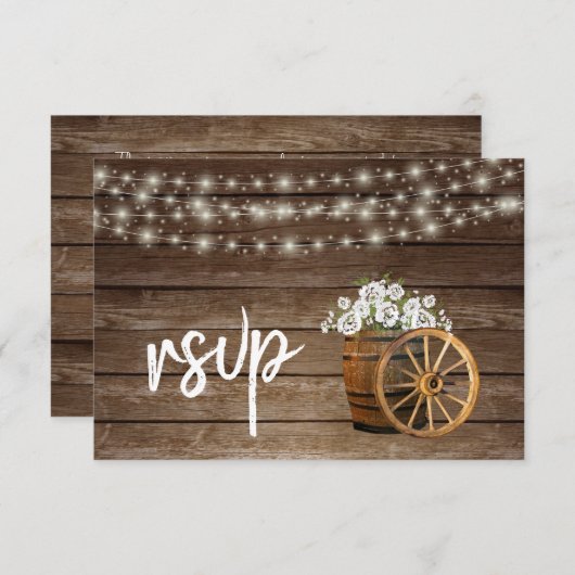 Baril en bois rustique avec fleurs blanches - RSVP (Devant / Derrière)
