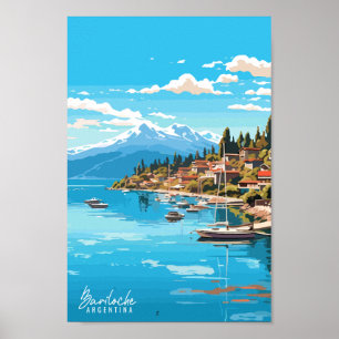 Bariloche Argentinië vintage reisillustratie Poster