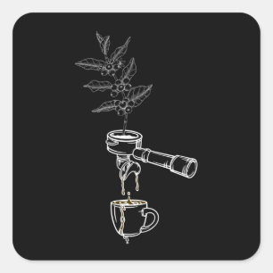 Barista Art Coffee Plant Vierkante Sticker