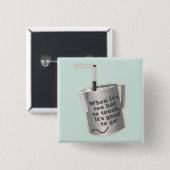 Barista cafe melk verwarmende kruik vierkante button 5,1 cm (Voorkant /achterkant)