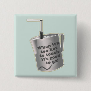 Barista cafe melk verwarmende kruik vierkante button 5,1 cm