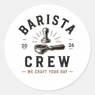 ☕ Barista Crew Coffee Shop Personeelslogo ☕ Ronde Sticker