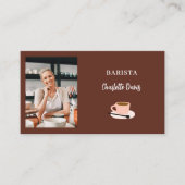 Barista foto QR code bruin Visitekaartje (Voorkant)