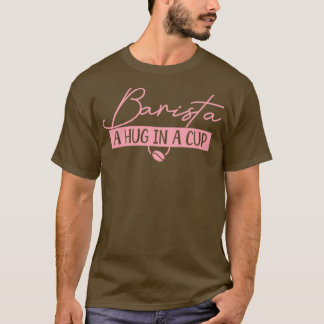 Barista koffie in roze t-shirt