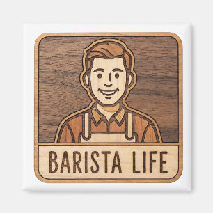 Barista Leven Houten Magneet