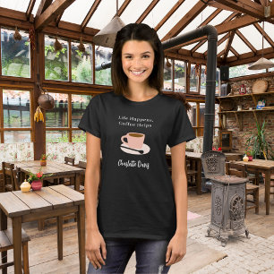 Barista zwarte witte kop koffie naam citaat t-shirt