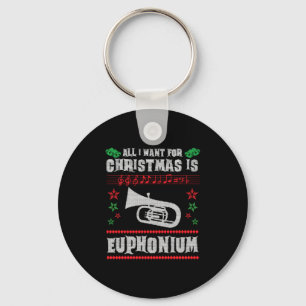 Bariton Euphonium Lelijke Kerstmis Sweater Stijl Sleutelhanger