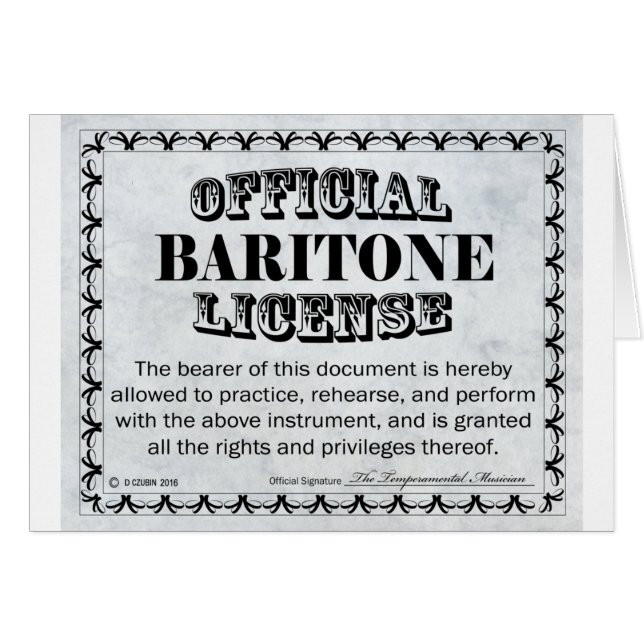 Baritone-licentie (Voorkant Horizontaal)