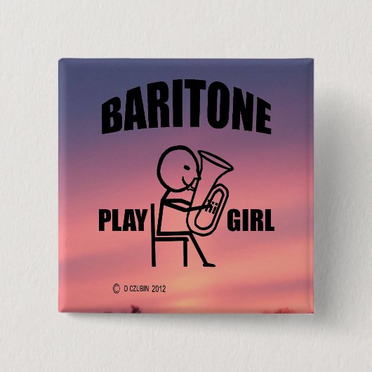 Baritone Play Girl Vierkante Button 5,1 Cm (Voorkant)