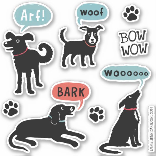 Bark Bark Wof Wooo Sticker Set (Voorkant)
