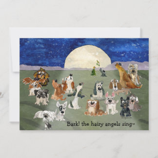 Bark op de Hairy Angels Sing Dogs-kerstkaart Feestdagenkaart