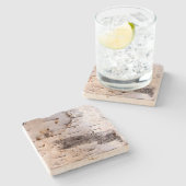 Bark van de witte vogelboom stenen onderzetter (Zijkant)