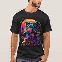 Bark voor de Toekomst: Synthwave Dog 80 grafische