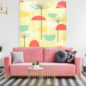 Barkcloth Abstracte Flowers Canvas Afdruk (Insitu (Woonkamer))