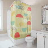 Barkcloth Abstracte Flowers Douchegordijn (In situ)