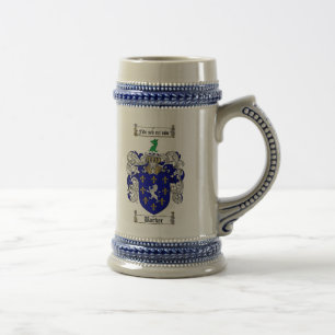Barker Coat of Arms Stein / Barker Family Crest Bierpul
